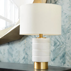   Modern Brass and Marble Table Lamp