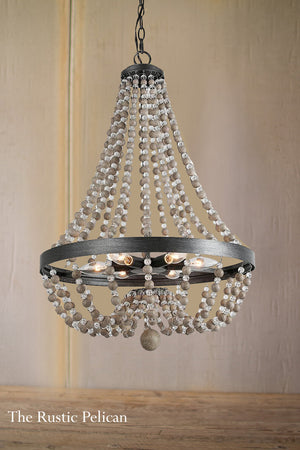 FREE SHIPPING - Modern Bohemian Wood Beaded Chandelier