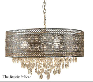 FREE SHIPPING ~ Modern Rustic Crystal Chandelier