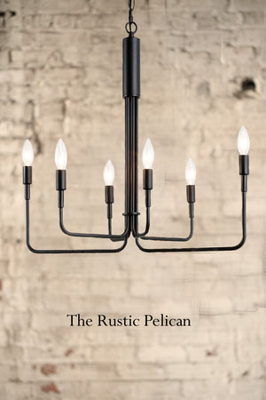 Modern Iron Chandelier with 6 candelabra lights