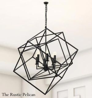 FREE SHIPPING ~Large Modern Chrome or Black Chandelier