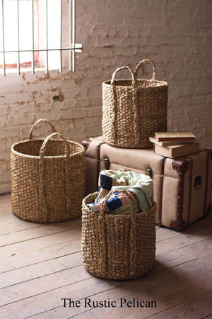 3 Seagrass storage basket with handles
