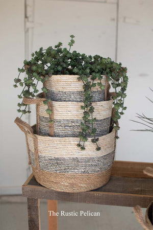  Set of 3 Hand-Woven Baskets