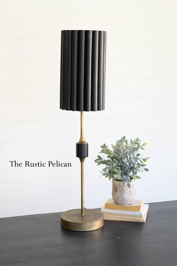 Antique Gold Table Lamp with Fluted Shade