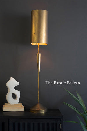 Modern Farmhouse Table Lamp with Antique Gold Shade