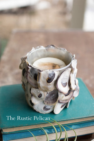 Beach Decor-Oyster Shell round Candle Holder