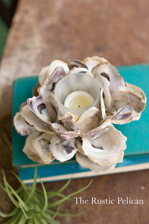 Beach Decor-Oyster Shell Flower Candle Holder