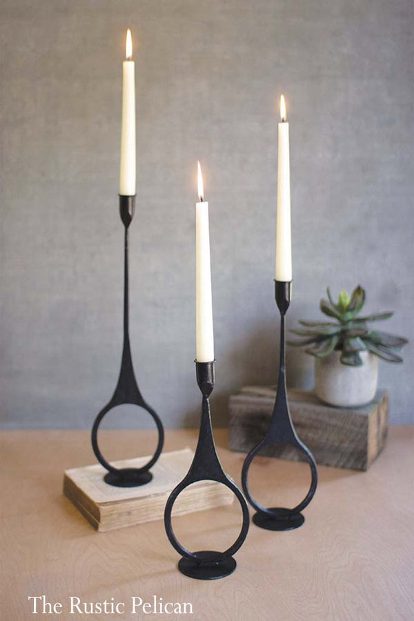 Cast Iron Candle Holders. Set of Three 