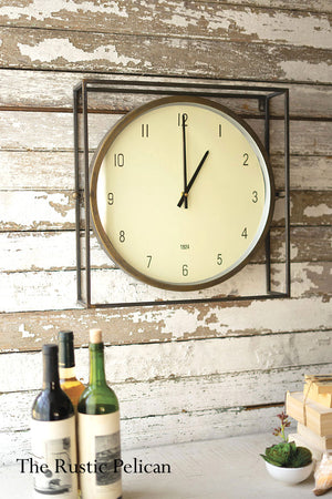 FREE SHIPPING - Clock - Large Clock with Metal Frame
