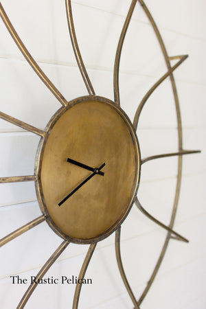 Large farmhouse Brass Wall Clock 