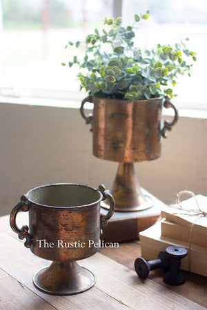  Copper finish planters with handles