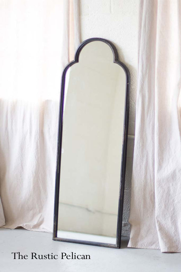 FREE SHIPPING -Antique Black Iron Mirror with arched top
