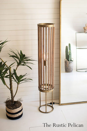 Floor Lamp Modern Brass & Wood 