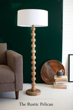 FREE SHIPPING - Carved Solid Wood Floor Lamp