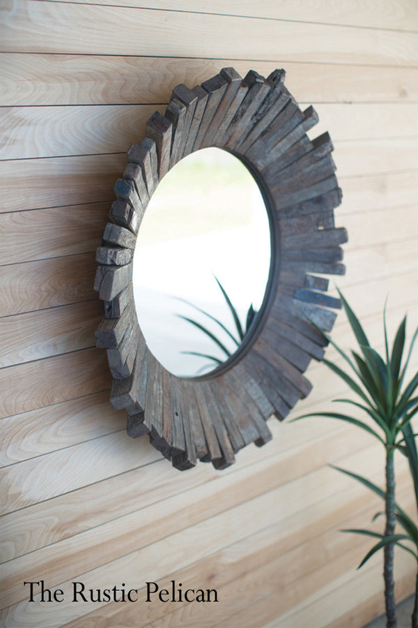 Large Modern Reclaimed Wood Wall Mirror