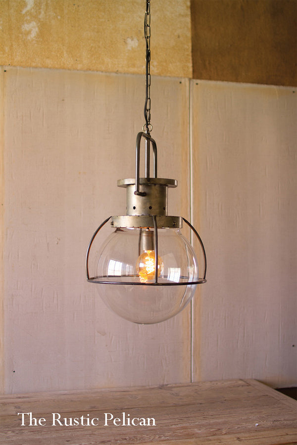 Large Modern Farmhouse-Glass-Pendant Dome Light