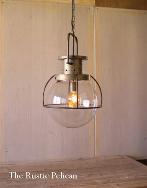 Large Modern Farmhouse-Glass-Pendant Dome Light