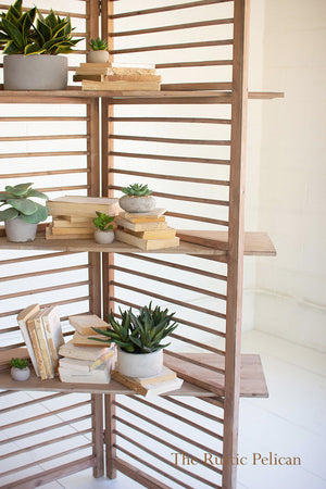 Modern folding screen with display shelves
