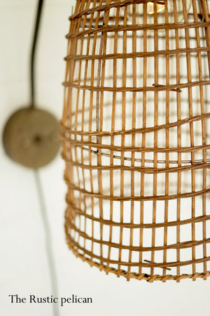 FREE SHIPPING -Modern Farmhouse Rattan Wall Sconce