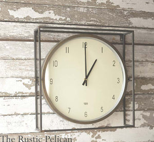 Modern Rustic Square Metal Wall Clock