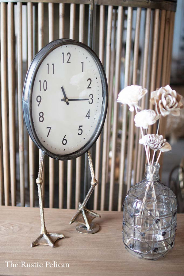 whimsical  tabletop clock with duck feet