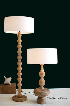 FREE SHIPPING - Carved Solid Wood Floor Lamp