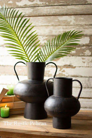 Modern Farmhouse black Urn Vases with Handles
