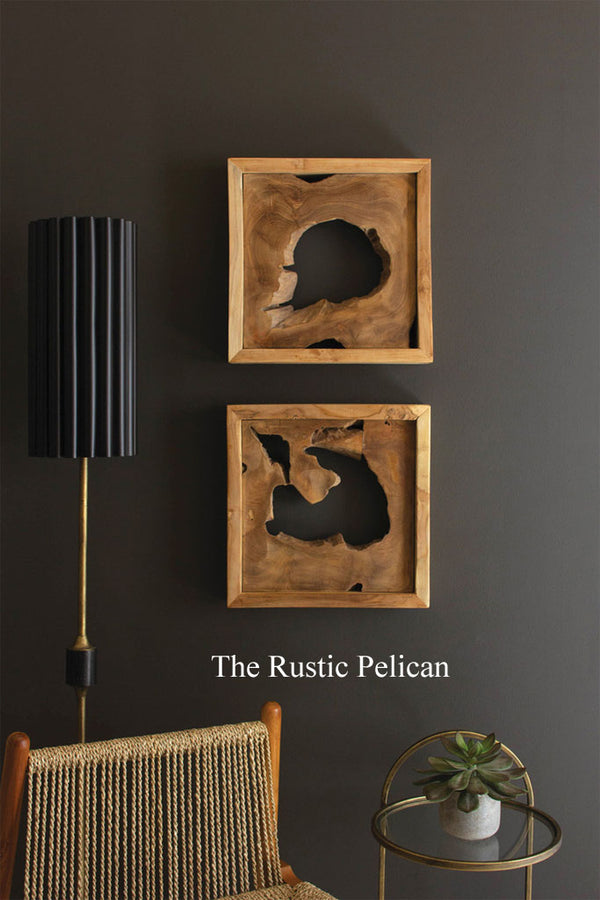  Designer Modern Teak Wood Wall Art Set of 2