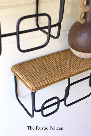  Floating shelves with hand woven top