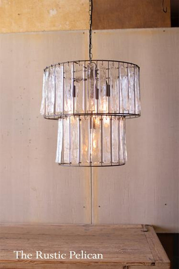 FREE SHIPPING ~Large Glass Chandelier-Modern-Farmhouse-Rustic-Lighting