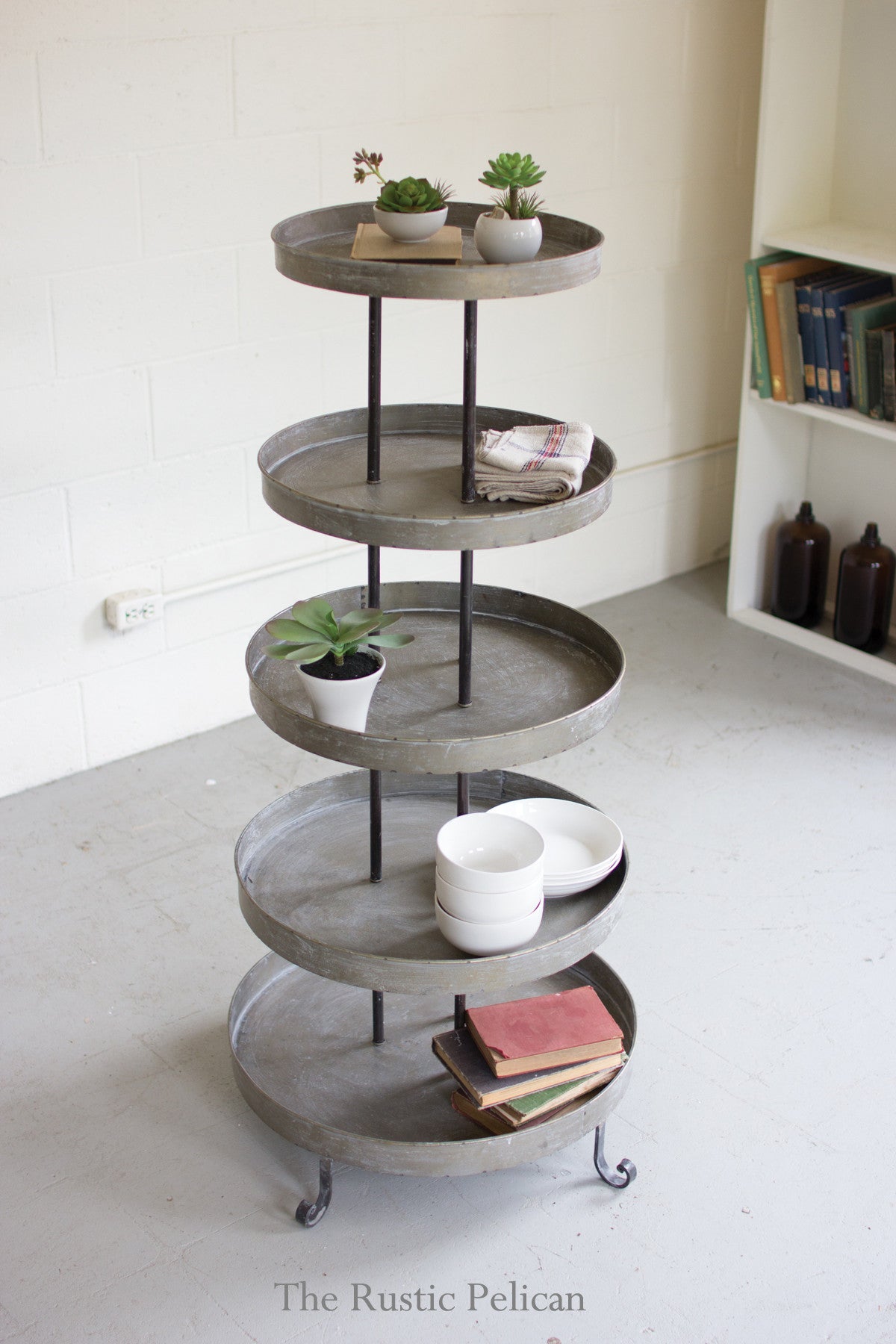 Galvanized metal 5 tier display stand