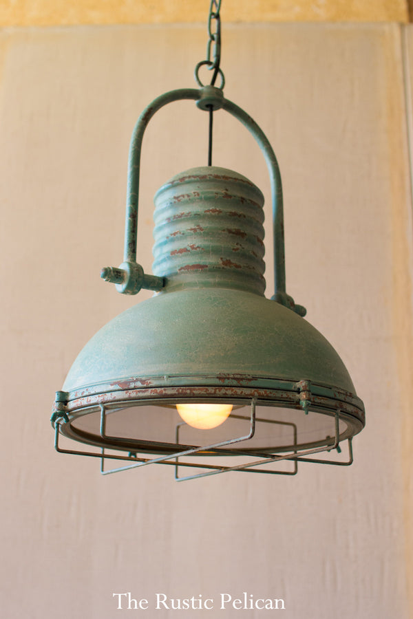 Modern rustic farmhouse turquoise pendant light industrial lighting