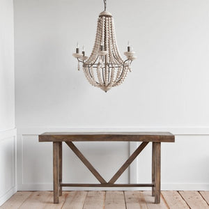 Modern Rustic chandelier with wood beads free shipping