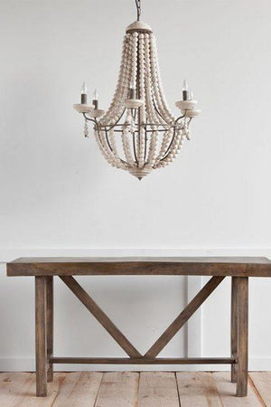 Modern Rustic chandelier with wood beads free shipping