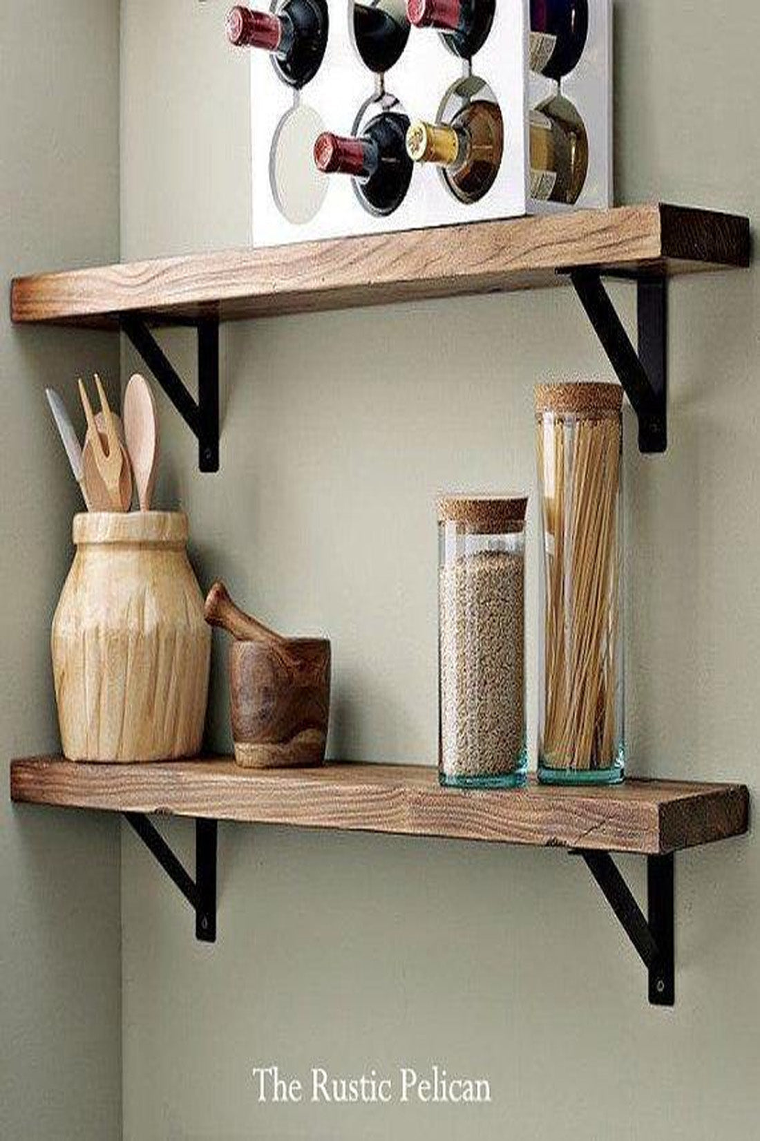 Rustic Farmhouse Kitchen Wood Shelf - The Rustic Pelican