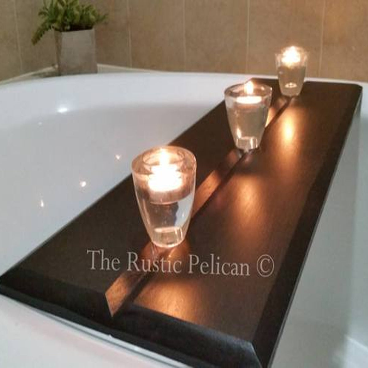 FREE SHIPPING! Modern Farmhouse Rustic Wood Bath Tray - The Rustic Pelican