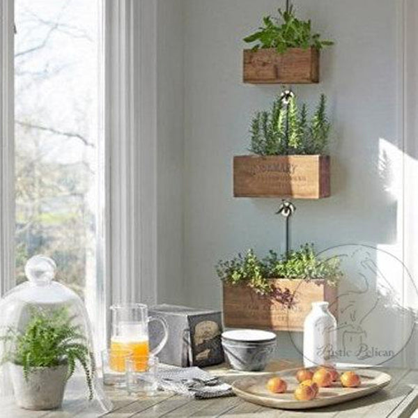 SALE! - Rustic, reclaimed wood, style Hanging Planters, Kitchen Decor