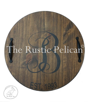 Large Personalized Wooden Serving Tray - Lazy Susan