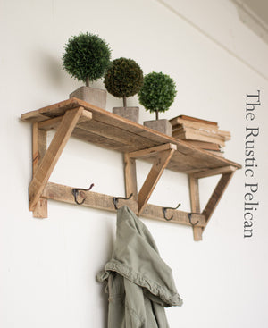 Modern Rustic Wood Shelf- Coat Rack