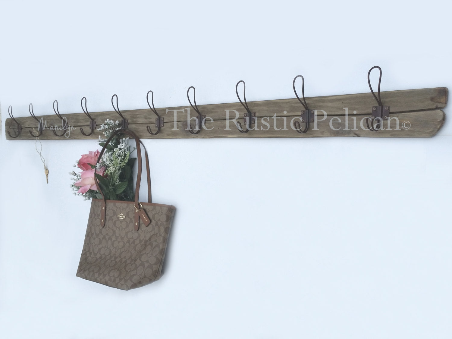 Rustic Reclaimed Wood Coat Rack, 6'Ft., Farmhouse Style Decor, Coat Hanger,  Entryway Decor