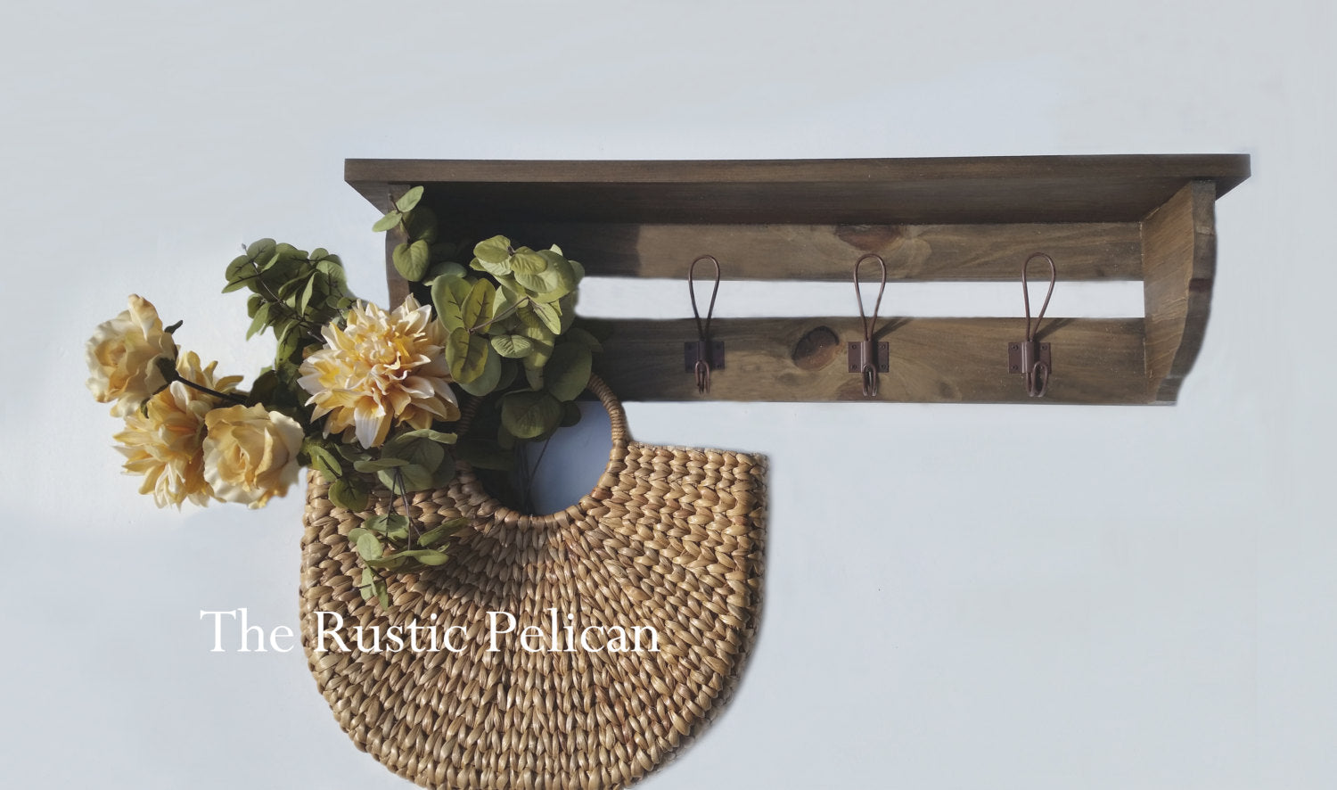 Rustic wood Coat Rack, Farmhouse style, entryway Shelf - The Rustic Pelican