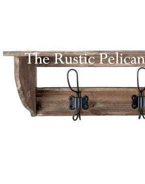 Rustic wood Coat Rack, Farmhouse style, entryway Shelf - The Rustic Pelican