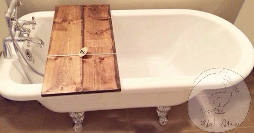 WOODEN BATH CADDY Bathtub Caddy Tray Bath Accessories Wood Bath