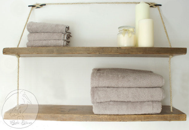 Modern Farmhouse, Rustic, Wood Bath Shelf, Beach Decor, Nautical