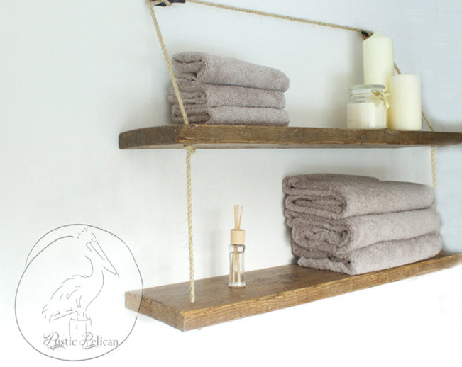 Modern Farmhouse, Rustic, Wood Bath Shelf, Beach Decor, Nautical. Free