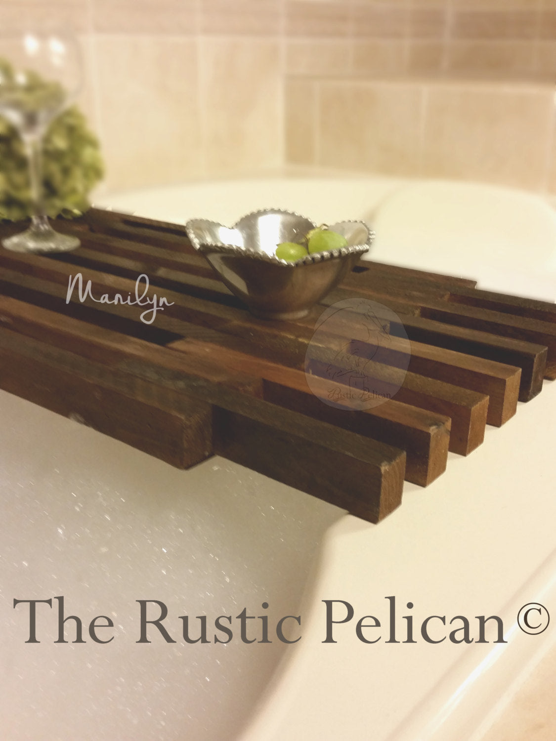 Bath Tray, Wooden Bath Caddy - The Rustic Pelican