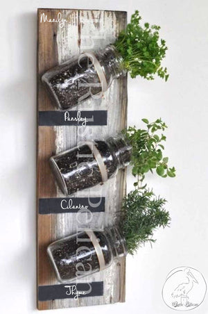 Mason Jars, herb garden rustic wall decor