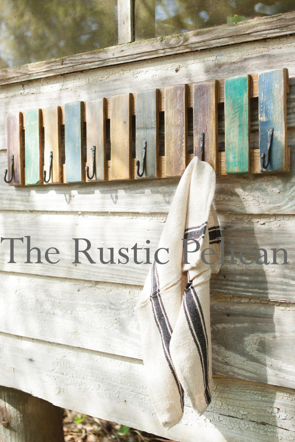 Reclaimed Wood Towel Rack, Rustic Beach Decor