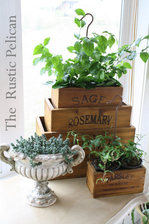 Set of four (4) Rustic Farmhouse Wooden Planter Boxes