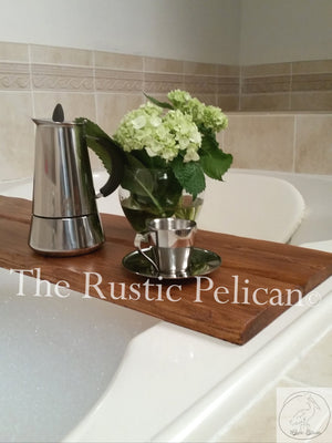 Modern farmhouse rustic wood bath tray